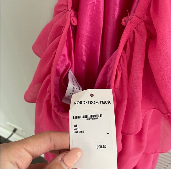 MAC DUGGAL NWT Hot Pink TIERED RUFFLE PLEATED HIGH NECK BALL GOWN!! - Picture 6 of 8